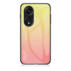 Silicone Frame Mirror Rainbow Gradient Case Cover LS1 for Oppo Reno8 T 4G Yellow