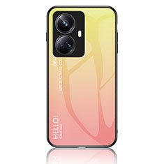 Silicone Frame Mirror Rainbow Gradient Case Cover LS1 for Realme 10 Pro+ Plus 5G Yellow