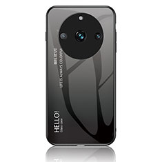 Silicone Frame Mirror Rainbow Gradient Case Cover LS1 for Realme 11 Pro+ Plus 5G Dark Gray