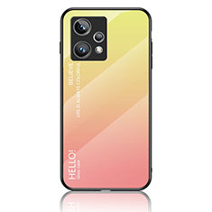 Silicone Frame Mirror Rainbow Gradient Case Cover LS1 for Realme 9 Pro+ Plus 5G Yellow