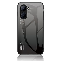 Silicone Frame Mirror Rainbow Gradient Case Cover LS1 for Realme C33 (2023) Dark Gray