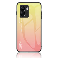 Silicone Frame Mirror Rainbow Gradient Case Cover LS1 for Realme Narzo 50 5G Yellow