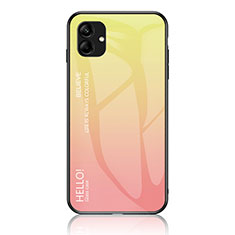 Silicone Frame Mirror Rainbow Gradient Case Cover LS1 for Samsung Galaxy A04E Yellow
