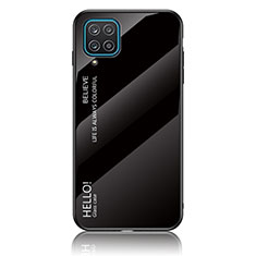 Silicone Frame Mirror Rainbow Gradient Case Cover LS1 for Samsung Galaxy A12 Nacho Black