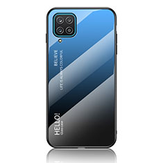 Silicone Frame Mirror Rainbow Gradient Case Cover LS1 for Samsung Galaxy A12 Nacho Blue