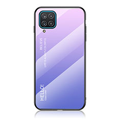 Silicone Frame Mirror Rainbow Gradient Case Cover LS1 for Samsung Galaxy A12 Nacho Clove Purple