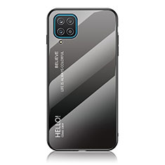 Silicone Frame Mirror Rainbow Gradient Case Cover LS1 for Samsung Galaxy A12 Nacho Dark Gray