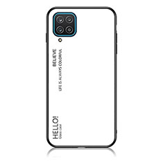 Silicone Frame Mirror Rainbow Gradient Case Cover LS1 for Samsung Galaxy A12 Nacho White