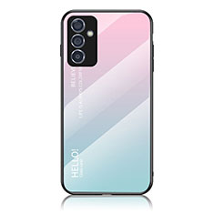 Silicone Frame Mirror Rainbow Gradient Case Cover LS1 for Samsung Galaxy A15 5G Cyan