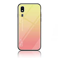 Silicone Frame Mirror Rainbow Gradient Case Cover LS1 for Samsung Galaxy A2 Core A260F A260G Yellow