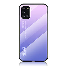 Silicone Frame Mirror Rainbow Gradient Case Cover LS1 for Samsung Galaxy A31 Clove Purple