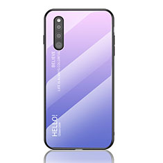 Silicone Frame Mirror Rainbow Gradient Case Cover LS1 for Samsung Galaxy A41 SC-41A Clove Purple