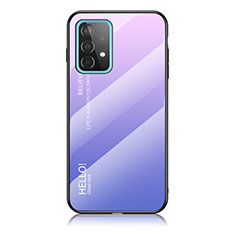 Silicone Frame Mirror Rainbow Gradient Case Cover LS1 for Samsung Galaxy A52 5G Clove Purple