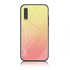 Silicone Frame Mirror Rainbow Gradient Case Cover LS1 for Samsung Galaxy A70 Yellow