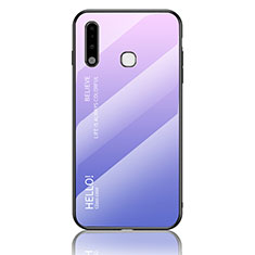 Silicone Frame Mirror Rainbow Gradient Case Cover LS1 for Samsung Galaxy A70E Clove Purple