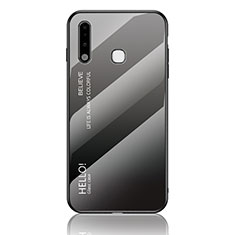 Silicone Frame Mirror Rainbow Gradient Case Cover LS1 for Samsung Galaxy A70E Dark Gray