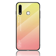 Silicone Frame Mirror Rainbow Gradient Case Cover LS1 for Samsung Galaxy A70E Yellow