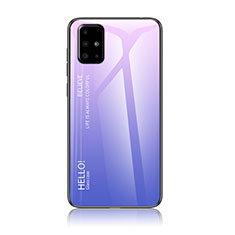 Silicone Frame Mirror Rainbow Gradient Case Cover LS1 for Samsung Galaxy A71 4G A715 Clove Purple