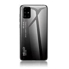 Silicone Frame Mirror Rainbow Gradient Case Cover LS1 for Samsung Galaxy A71 4G A715 Dark Gray