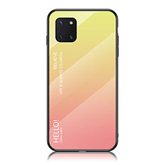 Silicone Frame Mirror Rainbow Gradient Case Cover LS1 for Samsung Galaxy A81 Yellow