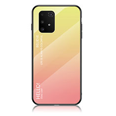 Silicone Frame Mirror Rainbow Gradient Case Cover LS1 for Samsung Galaxy A91 Yellow