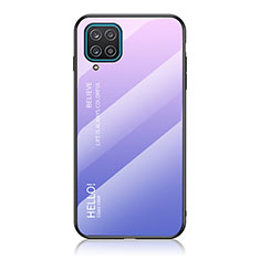 Silicone Frame Mirror Rainbow Gradient Case Cover LS1 for Samsung Galaxy F12 Clove Purple