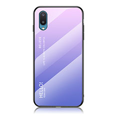 Silicone Frame Mirror Rainbow Gradient Case Cover LS1 for Samsung Galaxy M02 Clove Purple