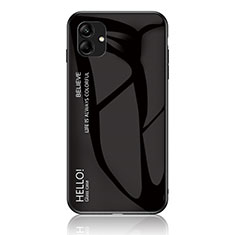 Silicone Frame Mirror Rainbow Gradient Case Cover LS1 for Samsung Galaxy M04 Black