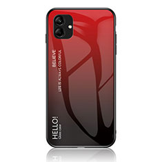 Silicone Frame Mirror Rainbow Gradient Case Cover LS1 for Samsung Galaxy M04 Red