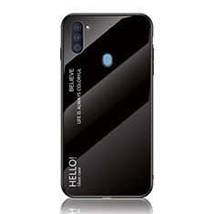 Silicone Frame Mirror Rainbow Gradient Case Cover LS1 for Samsung Galaxy M11 Black