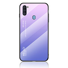Silicone Frame Mirror Rainbow Gradient Case Cover LS1 for Samsung Galaxy M11 Clove Purple