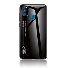 Silicone Frame Mirror Rainbow Gradient Case Cover LS1 for Samsung Galaxy M21 Black