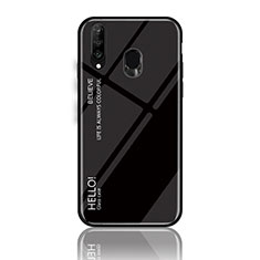 Silicone Frame Mirror Rainbow Gradient Case Cover LS1 for Samsung Galaxy M30 Black