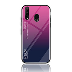 Silicone Frame Mirror Rainbow Gradient Case Cover LS1 for Samsung Galaxy M30 Hot Pink