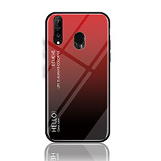 Silicone Frame Mirror Rainbow Gradient Case Cover LS1 for Samsung Galaxy M30 Red