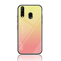 Silicone Frame Mirror Rainbow Gradient Case Cover LS1 for Samsung Galaxy M30 Yellow