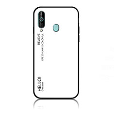 Silicone Frame Mirror Rainbow Gradient Case Cover LS1 for Samsung Galaxy M40 White