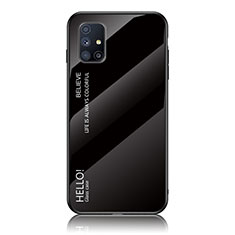 Silicone Frame Mirror Rainbow Gradient Case Cover LS1 for Samsung Galaxy M51 Black