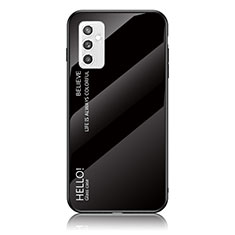 Silicone Frame Mirror Rainbow Gradient Case Cover LS1 for Samsung Galaxy M52 5G Black