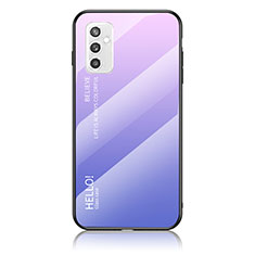Silicone Frame Mirror Rainbow Gradient Case Cover LS1 for Samsung Galaxy M52 5G Clove Purple