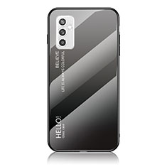 Silicone Frame Mirror Rainbow Gradient Case Cover LS1 for Samsung Galaxy M52 5G Dark Gray