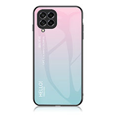 Silicone Frame Mirror Rainbow Gradient Case Cover LS1 for Samsung Galaxy M53 5G Cyan