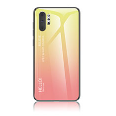 Silicone Frame Mirror Rainbow Gradient Case Cover LS1 for Samsung Galaxy Note 10 Plus 5G Yellow