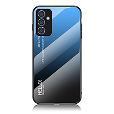 Silicone Frame Mirror Rainbow Gradient Case Cover LS1 for Samsung Galaxy Quantum2 5G Blue