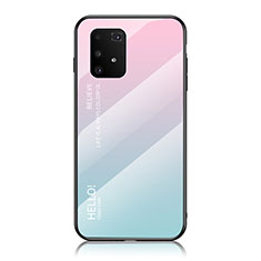 Silicone Frame Mirror Rainbow Gradient Case Cover LS1 for Samsung Galaxy S10 Lite Cyan