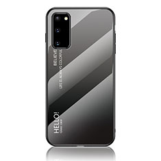 Silicone Frame Mirror Rainbow Gradient Case Cover LS1 for Samsung Galaxy S20 Dark Gray