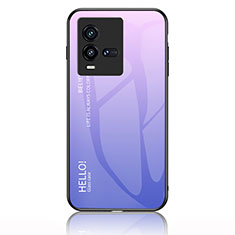Silicone Frame Mirror Rainbow Gradient Case Cover LS1 for Vivo iQOO 10 5G Clove Purple