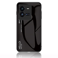 Silicone Frame Mirror Rainbow Gradient Case Cover LS1 for Vivo iQOO 10 Pro 5G Black