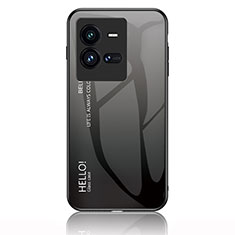 Silicone Frame Mirror Rainbow Gradient Case Cover LS1 for Vivo iQOO 10 Pro 5G Dark Gray