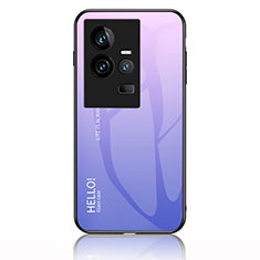 Silicone Frame Mirror Rainbow Gradient Case Cover LS1 for Vivo iQOO 11 5G Clove Purple
